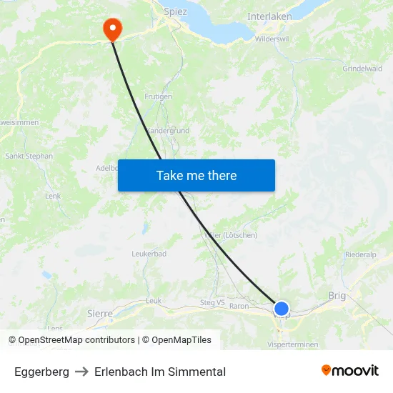 Eggerberg to Erlenbach Im Simmental map