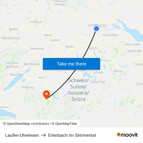 Laufen-Uhwiesen to Erlenbach Im Simmental map