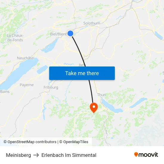Meinisberg to Erlenbach Im Simmental map