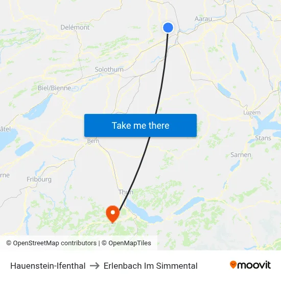 Hauenstein-Ifenthal to Erlenbach Im Simmental map