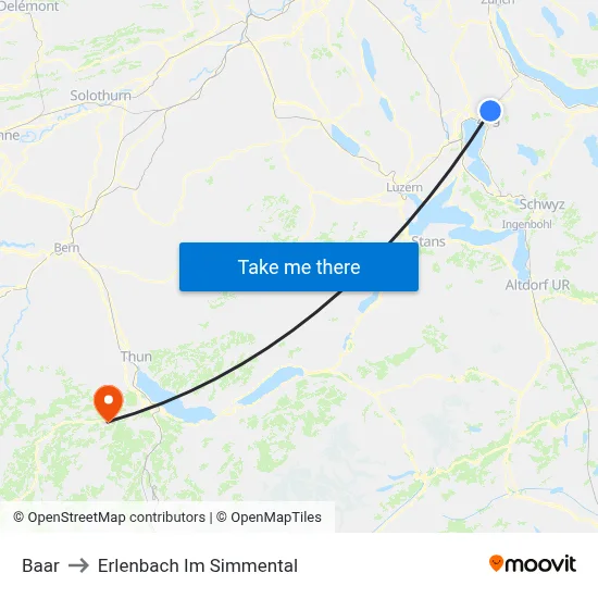 Baar to Erlenbach Im Simmental map