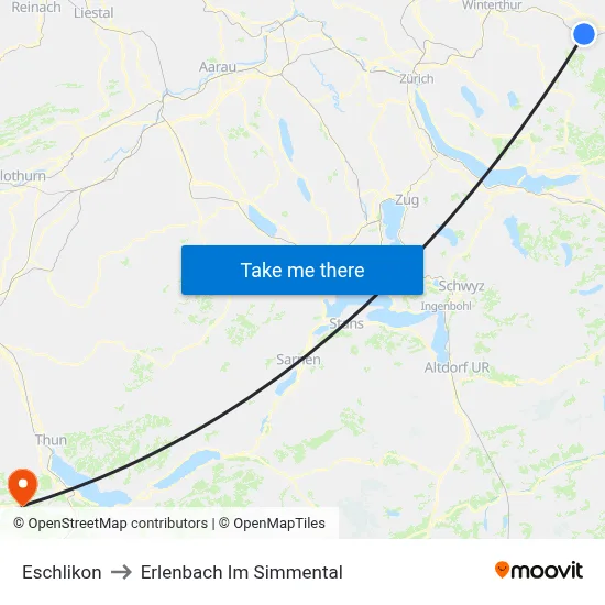 Eschlikon to Erlenbach Im Simmental map