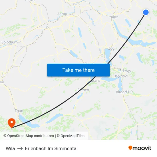Wila to Erlenbach Im Simmental map