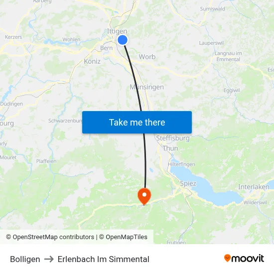 Bolligen to Erlenbach Im Simmental map