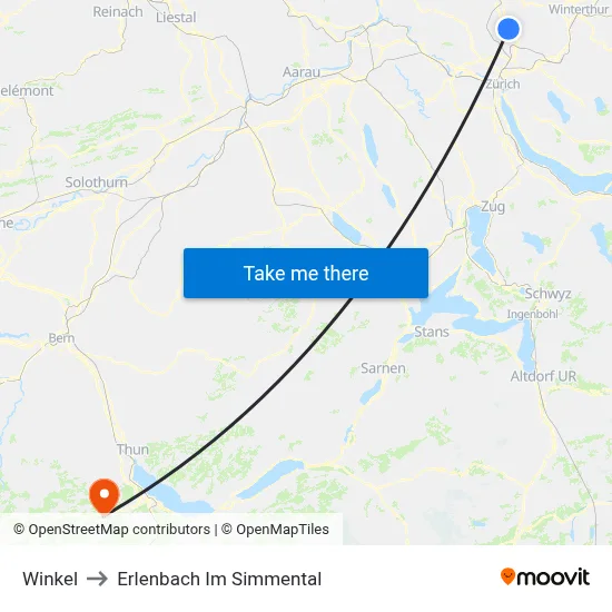 Winkel to Erlenbach Im Simmental map