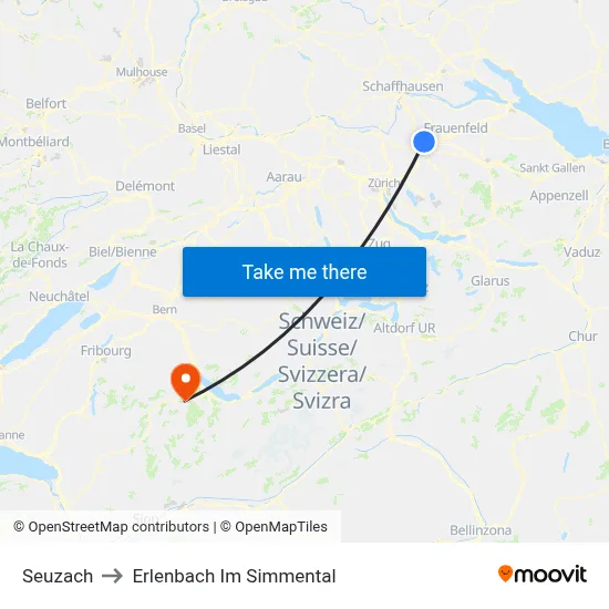 Seuzach to Erlenbach Im Simmental map