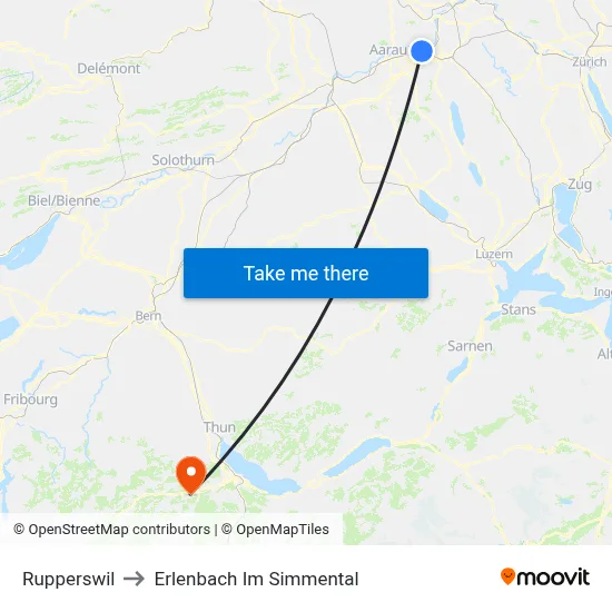 Rupperswil to Erlenbach Im Simmental map