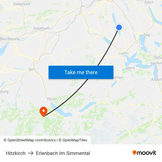 Hitzkirch to Erlenbach Im Simmental map