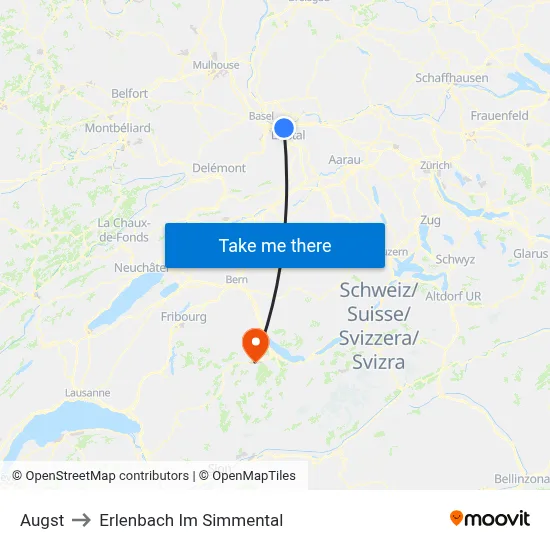 Augst to Erlenbach Im Simmental map