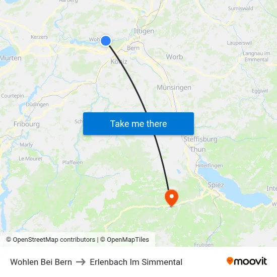 Wohlen Bei Bern to Erlenbach Im Simmental map