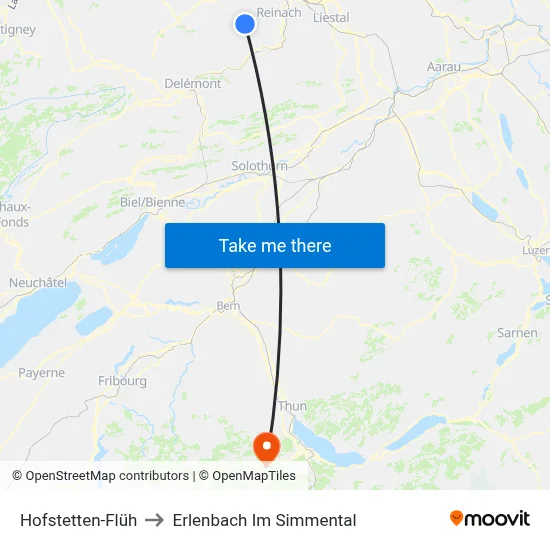 Hofstetten-Flüh to Erlenbach Im Simmental map