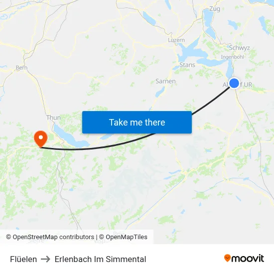 Flüelen to Erlenbach Im Simmental map