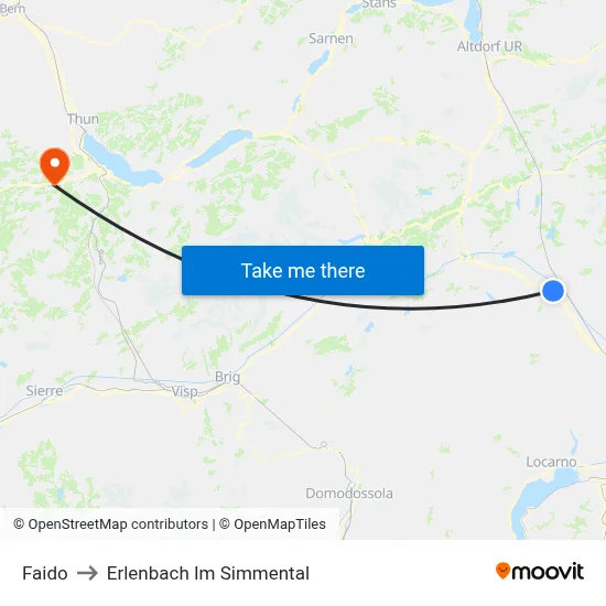 Faido to Erlenbach Im Simmental map