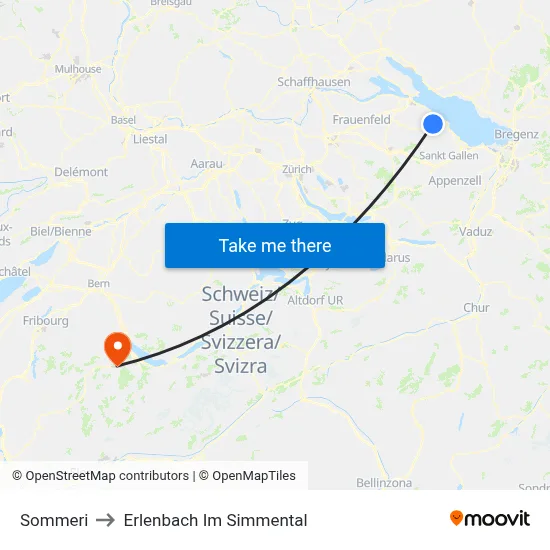Sommeri to Erlenbach Im Simmental map