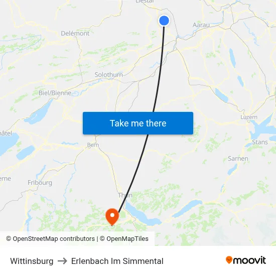 Wittinsburg to Erlenbach Im Simmental map