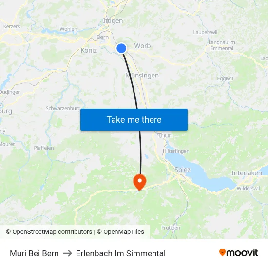 Muri Bei Bern to Erlenbach Im Simmental map