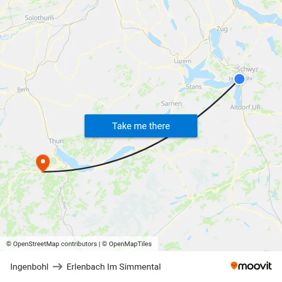 Ingenbohl to Erlenbach Im Simmental map