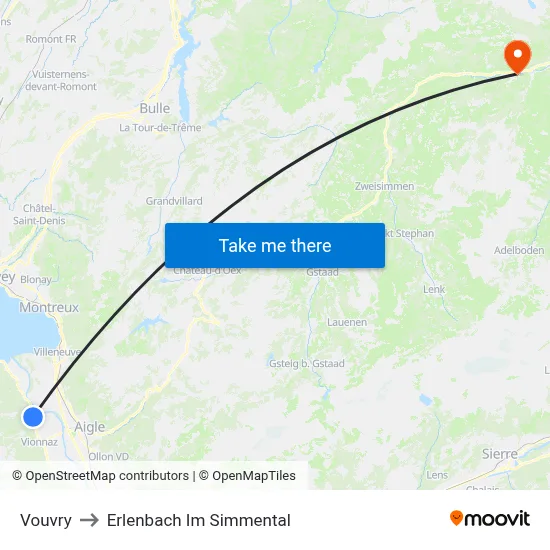 Vouvry to Erlenbach Im Simmental map