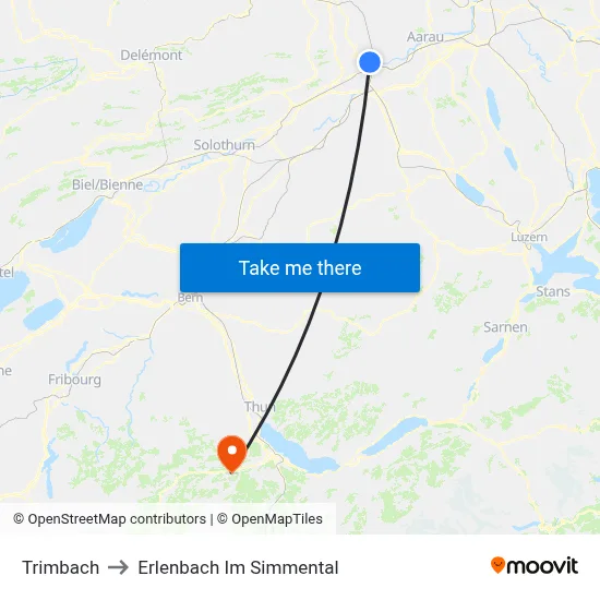 Trimbach to Erlenbach Im Simmental map