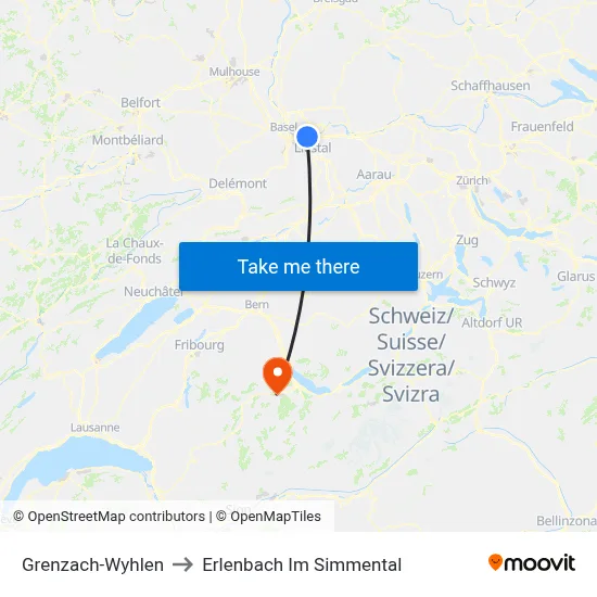 Grenzach-Wyhlen to Erlenbach Im Simmental map