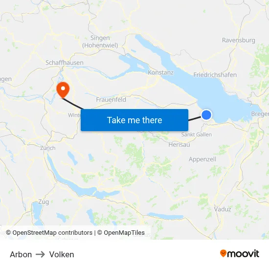 Arbon to Volken map