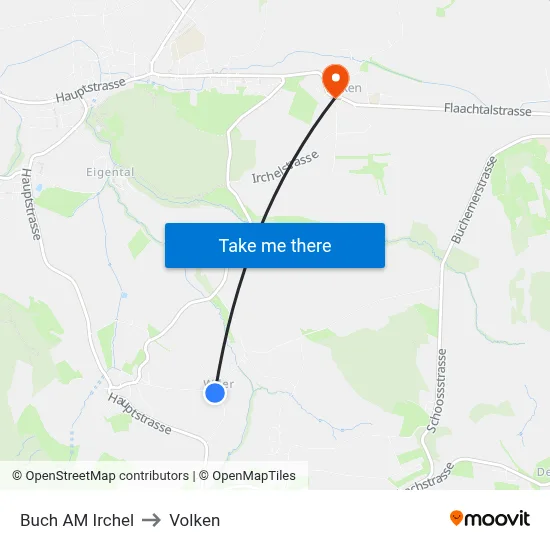 Buch AM Irchel to Volken map