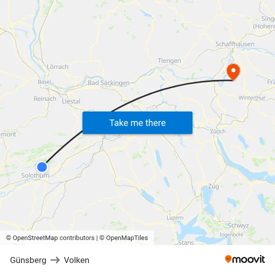Günsberg to Volken map
