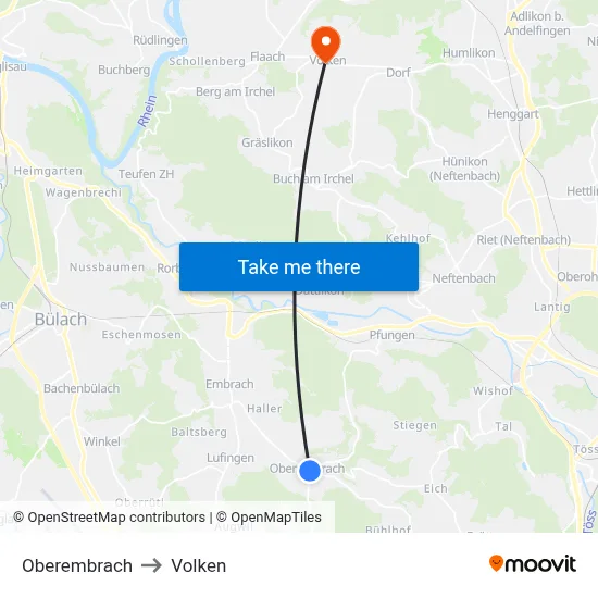 Oberembrach to Volken map