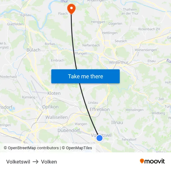 Volketswil to Volken map