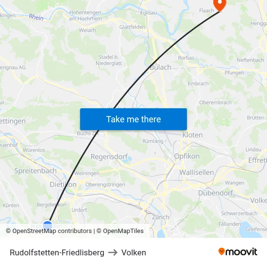 Rudolfstetten-Friedlisberg to Volken map