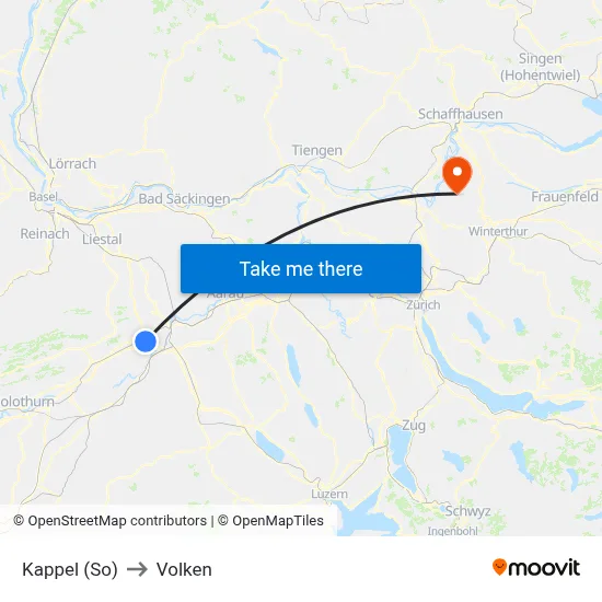 Kappel (So) to Volken map