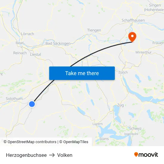 Herzogenbuchsee to Volken map