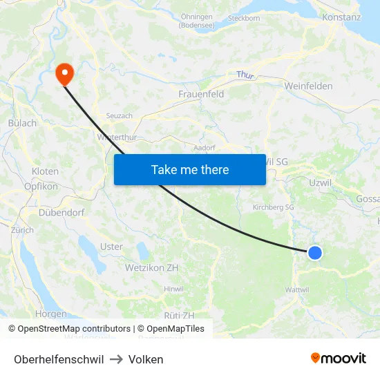 Oberhelfenschwil to Volken map