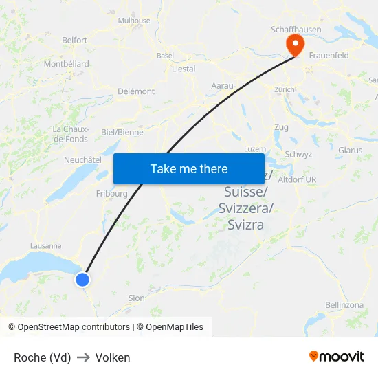 Roche (Vd) to Volken map