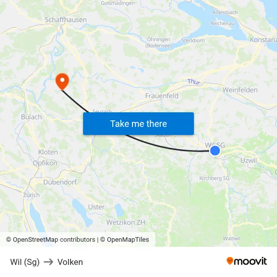 Wil (Sg) to Volken map