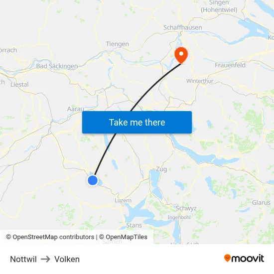 Nottwil to Volken map