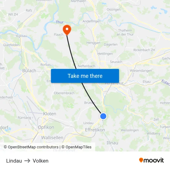 Lindau to Volken map