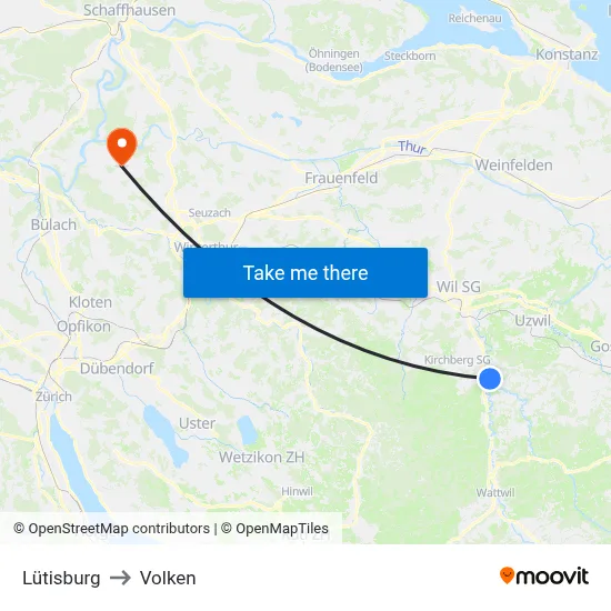 Lütisburg to Volken map