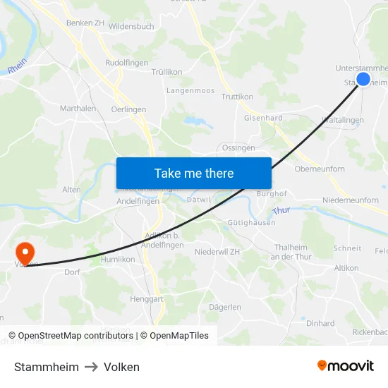 Stammheim to Volken map