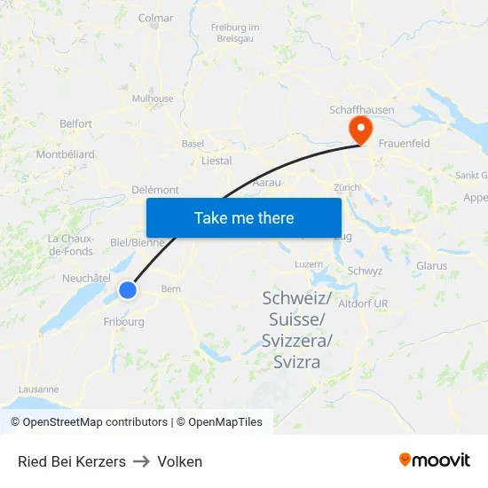 Ried Bei Kerzers to Volken map