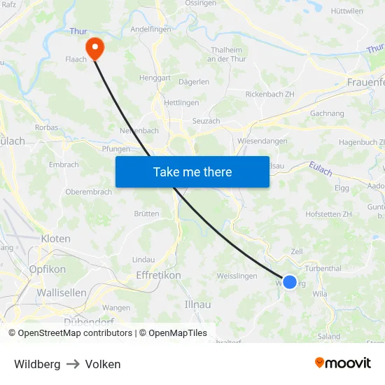 Wildberg to Volken map
