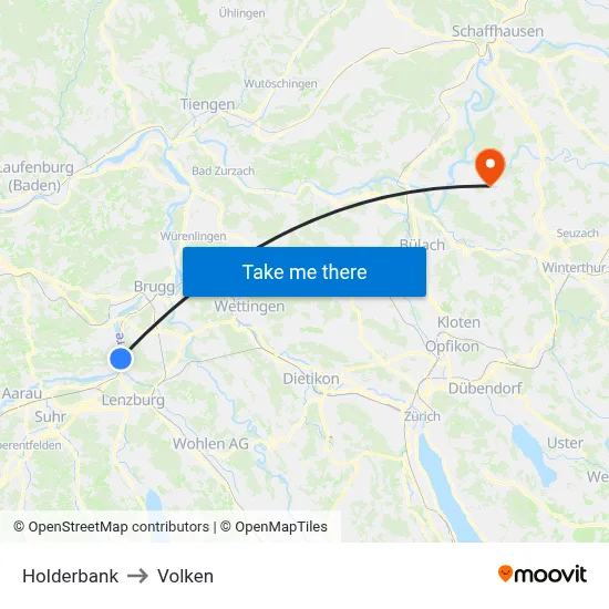 Holderbank to Volken map