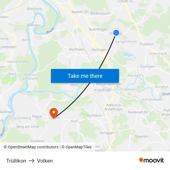 Trüllikon to Volken map