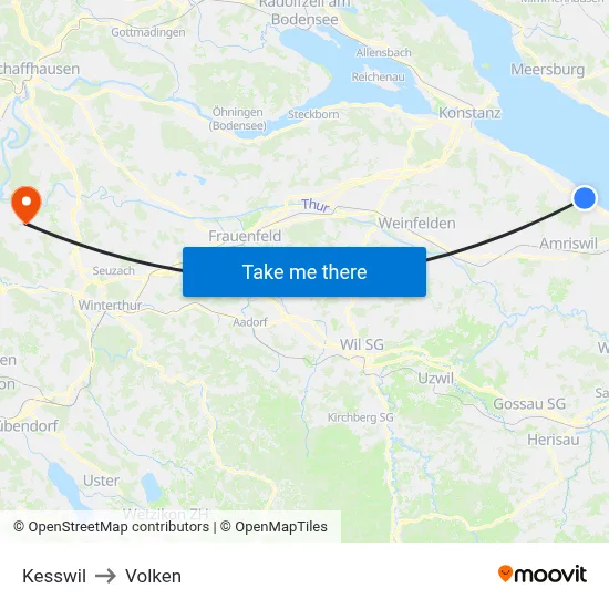 Kesswil to Volken map