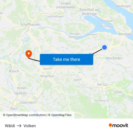 Wäldi to Volken map