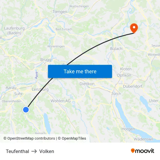 Teufenthal to Volken map