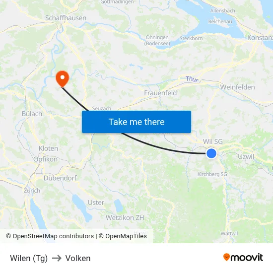 Wilen (Tg) to Volken map
