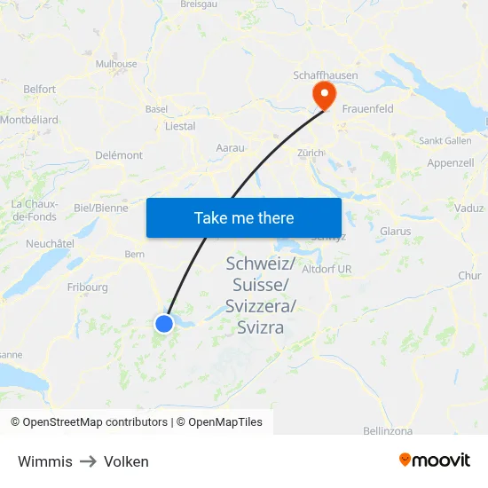 Wimmis to Volken map