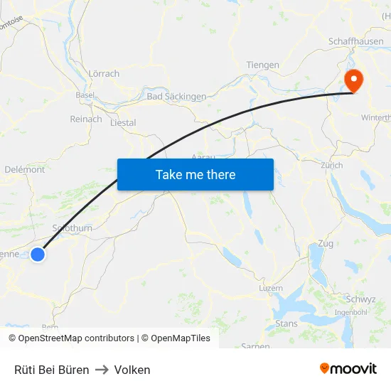 Rüti Bei Büren to Volken map