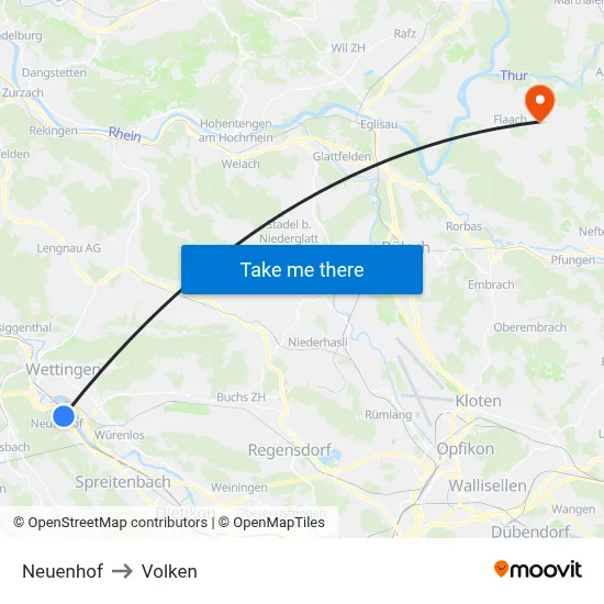 Neuenhof to Volken map